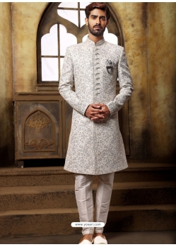 White Premium Designer Indo Western Sherwani