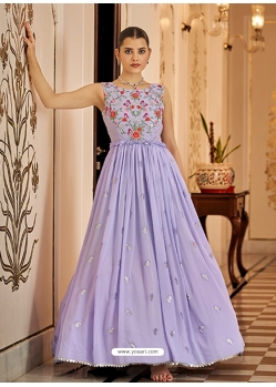 Mauve Designer Wedding Wear Embroidered Georgette Gown