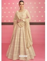 Light Beige Readymade Designer Wedding Wear Real Georgette Anarkali Suit