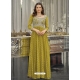 Parrot Green Readymade Designer Wedding Wear Georgette Anarkali Suit