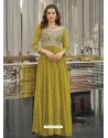 Parrot Green Readymade Designer Wedding Wear Georgette Anarkali Suit