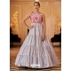 Dusty Pink Designer Wedding Wear Embroidered Georgette Gown