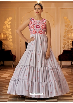 Dusty Pink Designer Wedding Wear Embroidered Georgette Gown
