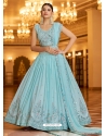 Sky Blue Designer Wedding Wear Lehenga Choli