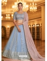 Aqua Grey Designer Wedding Wear Lehenga Choli