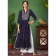 Navy Blue Readymade Designer Wedding Wear Heavy Pure Rayon Palazzo Suit