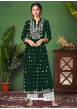 Dark Green Readymade Designer Wedding Wear Heavy Pure Rayon Palazzo Suit