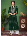 Dark Green Readymade Designer Wedding Wear Heavy Pure Rayon Palazzo Suit