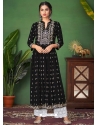 Black Readymade Designer Wedding Wear Heavy Pure Rayon Palazzo Suit