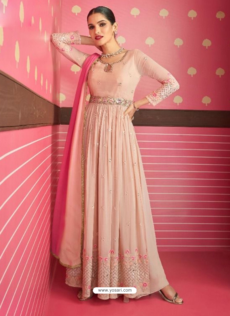 Buy Dusty Pink Designer Wedding Wear Georgette Anarkali Suit | Anarkali  Suits