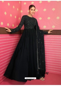 Black Readymade Designer Wedding Wear Real Georgette Anarkali Suit