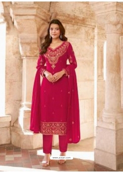 Rose Red Designer Party Wear Georgette Palazzo Suit