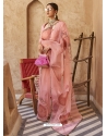 Dusty Pink Designer Organza Net Wedding Wear Sari