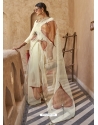 Light Yellow Designer Organza Net Wedding Wear Sari