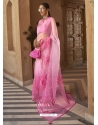 Light Pink Designer Organza Net Wedding Wear Sari
