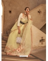 Gold Designer Organza Net Wedding Wear Sari