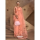 Light Orange Designer Organza Net Wedding Wear Sari