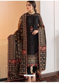 Black Designer Georgette Embroidered Churidar Salwar Suit