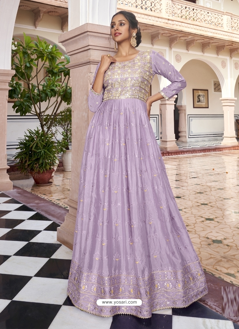 Mauve Readymade Designer Wedding Wear Anarkali Suit