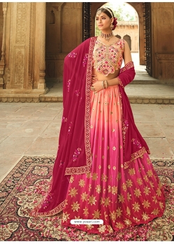 Rose Red Designer Wedding Wear Silk Lehenga Choli