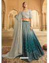 Teal Blue Designer Wedding Wear Silk Lehenga Choli