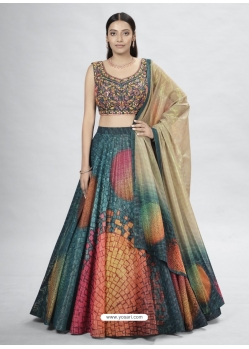 Multi Colour Designer Wedding Wear Art Silk Lehenga Choli