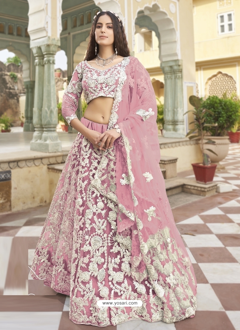 Pink Designer Wedding Wear Heavy Butterfly Net Lehenga Choli