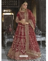 Maroon Designer Velvet Bridal Wear Lehenga Choli