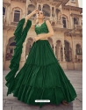 Dark Green Designer Wedding Wear Chinon Lehenga Choli