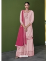 Pink Designer Party Wear Faux Georgette Sharara Suit