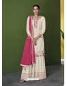 Off White Designer Party Wear Faux Georgette Sharara Suit