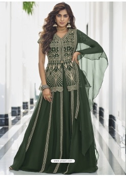 Mehendi Readymade Designer Party Wear Georgette Sharara Suit