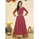 Rose Red Readymade Designer Wedding Wear Georgette Anarkali Suit