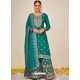 Teal Designer Party Wear Heavy Chinon Sharara Suit