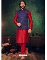 Tomato Red Exclusive Readymade Silk Kurta Pajama With Jacket