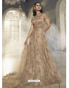 Gold Designer Wedding Wear Butterfly Net Anarkali Suit