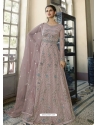 Dusty Pink Designer Wedding Wear Butterfly Net Anarkali Suit