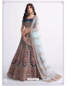 Teal Blue Designer Wedding Wear Net Lehenga Choli