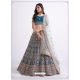 Teal Blue Designer Wedding Wear Net Lehenga Choli