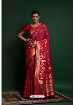Rani And Red Designer Silk Saree