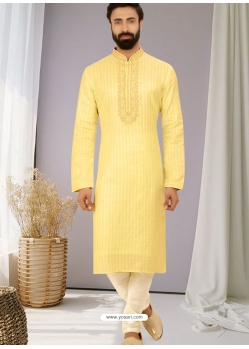 Light Yellow Exclusive Designer Readymade Kurta Pajama