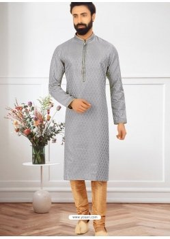 Grey Exclusive Designer Readymade Kurta Pajama