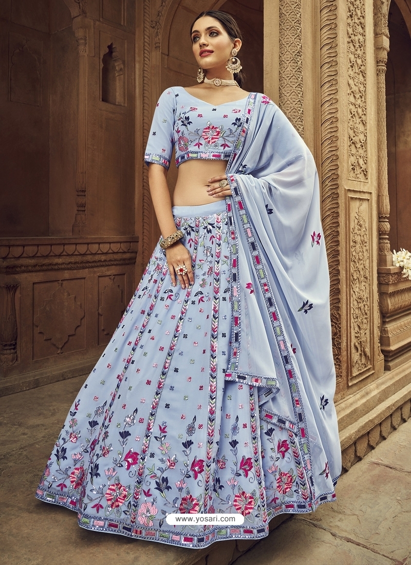 Embroidered Georgette Lehenga in Shaded Pink : LJN1658