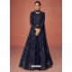 Navy Blue Readymade Designer Wedding Wear Real Georgette Anarkali Suit