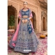 Dark Blue Designer Wedding Wear Velvet Lehenga Choli