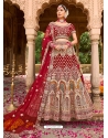 Maroon Designer Wedding Wear Velvet Lehenga Choli