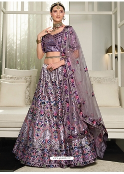 Lavender Designer Wedding Wear Silk Lehenga Choli
