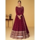 Maroon Readymade Designer Wedding Wear Real Georgette Anarkali Suit