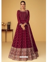 Maroon Readymade Designer Wedding Wear Real Georgette Anarkali Suit