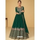 Dark Green Readymade Designer Wedding Wear Real Georgette Anarkali Suit